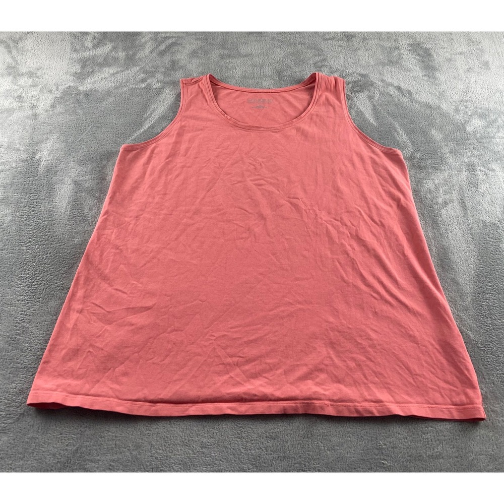Catherines Suprema Collection Coral Pink Tank Top Womens 1X 18/20W Scoop Neck